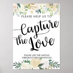 Poster Rose blanche Capturez l'Instagram d'amour
