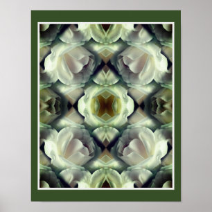 Poster Rose blanche miroir floral art Abstrait