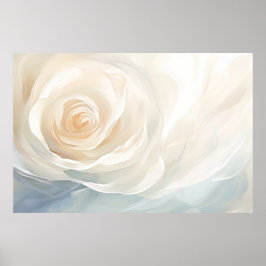 Poster Rose blanche peinture abstraite