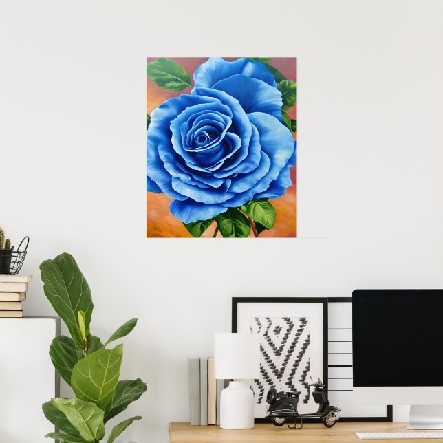 Poster Rose bleu romantique (Bureau à domicile)