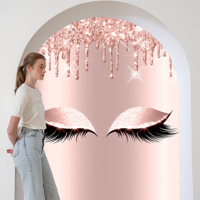 Poster Rose Blush Parties scintillant Drives Eyelashes Be (Rose Blush Glitter Drips Eyelashes Makeup Beauty Poster)