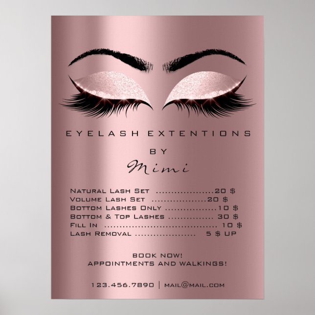 Poster Rose Blush Pink Maquillage Eyes Lashes Prix (Devant)