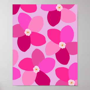 Poster Rose chaud rétro floral