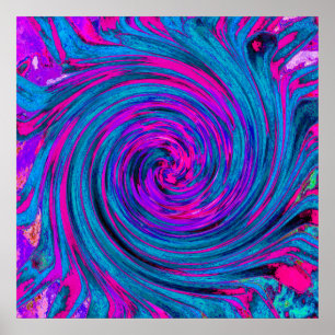 Poster Rose Chaud, Violet et Bleu Abstrait Rétro Tourbill
