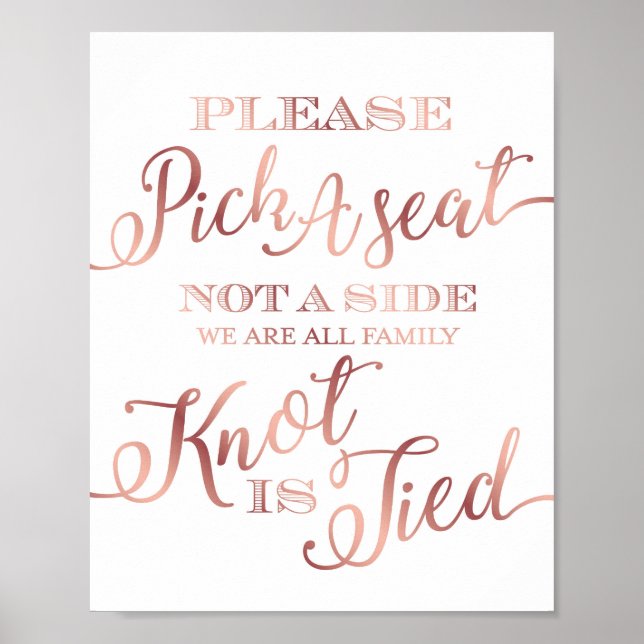 Poster Rose Chic Gold CHOISISSEZ UN SIÈGE PAS UN SIÈGE SI (Devant)