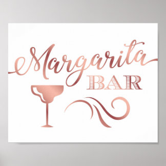 Poster Rose chic Gold MARGARITA BAR Signe Imprimer