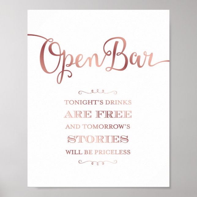 Poster Rose Chic Gold OPEN BAR QUOTE SIGNIFIER (Devant)