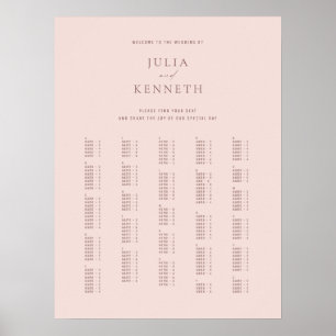 Poster Rose classique élégant Mariage alphabétique 