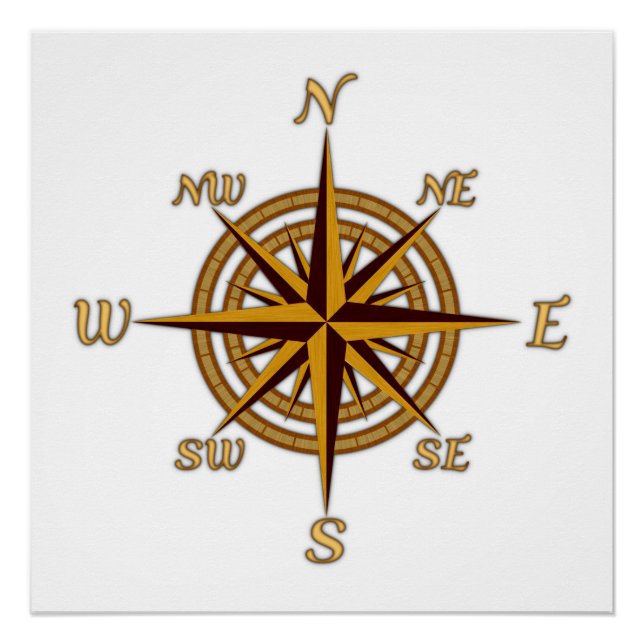Poster Rose Compass vintage (Devant)