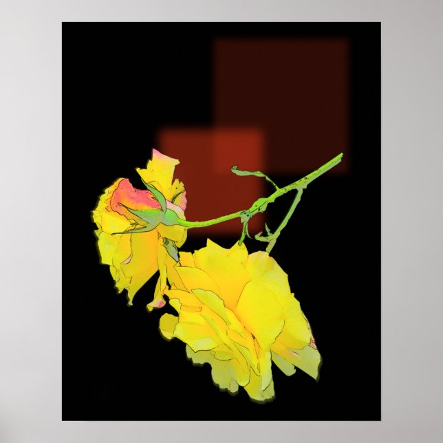 Poster Rose cubiste (Devant)
