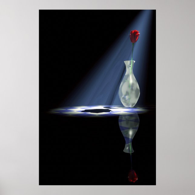 Poster rose dans le vase 2 (Devant)