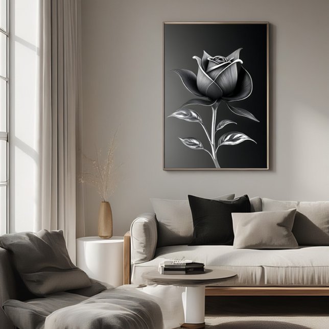 Poster Rose d'Argent Éternelle (Créateur téléchargé)