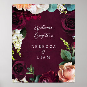 Poster Rose de Bourgogne Ranunculus Mariage Bienvenue