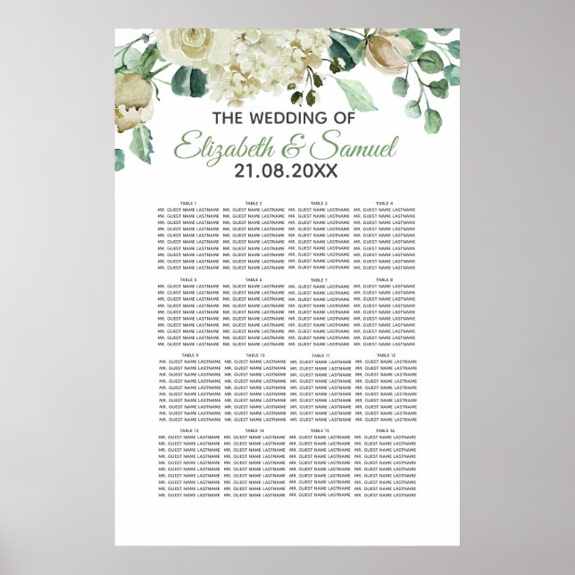 Poster Rose de crème Aquarelle Mariage Floral (Devant)
