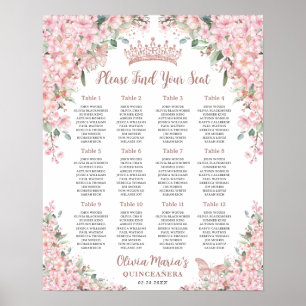 Poster Rose de fleurs de cerisiers Quinceanera Or Siège