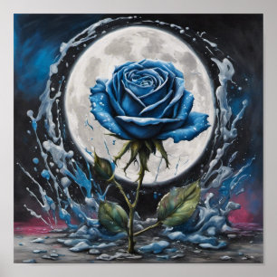 Poster Rose de la Lune bleue