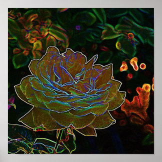 Poster Rose de néon jaune