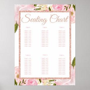 Poster Rose de pivoine rose Baby shower d'or carte de siè