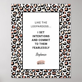 Poster Rose de soumission motivationnel Motif Leopard Or