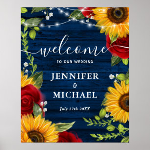 Poster Rose de tournesol en bois rustique Signes Mariages
