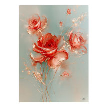 Rose dorée Art floral Neo-Rinpa