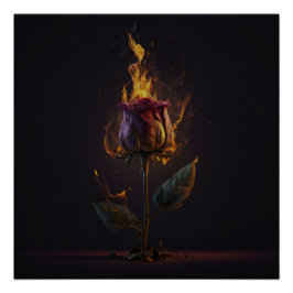 Poster rose en feu
