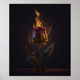 Poster rose en feu