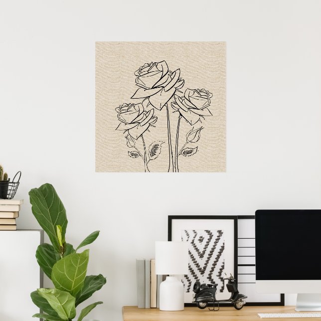 Poster rose en toile de dessin (Bureau à domicile)