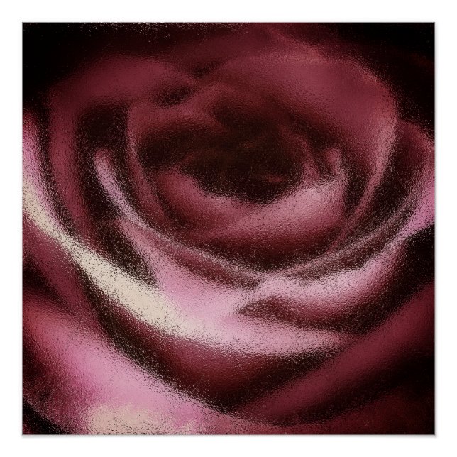 Poster Rose en verre rose doux (Devant)