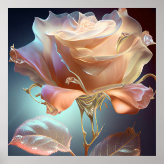 Poster Rose en verre translucide - Pêche
