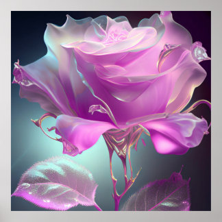 Poster Rose en verre translucide - rose