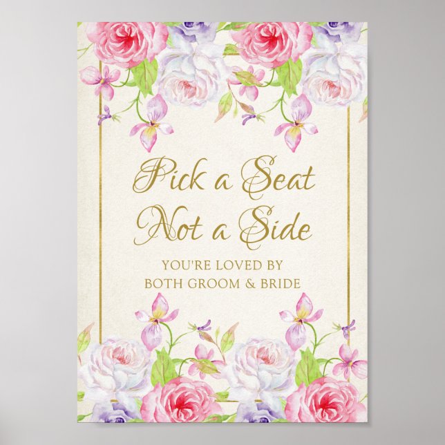 Poster Rose et Gold Confetti Choisir un siège (Devant)