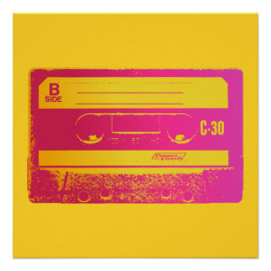 Poster Rose et jaune d'enregistreur à cassettes
