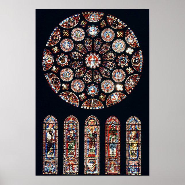 Poster Rose et lancet fenêtres de la paroi sud (Devant)