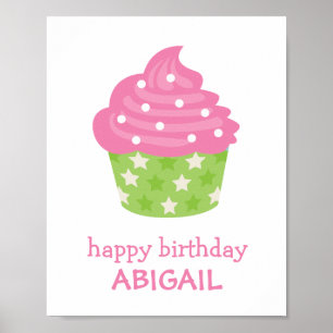Poster rose et vert Cupcake Imprimer Décor