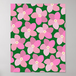 Poster Rose Fleur Rétro Et Vert