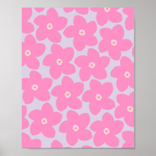Poster Rose Fleur Rétro Et Violet