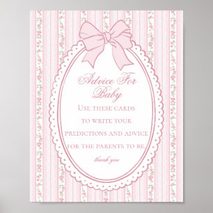 Poster Rose Fleuris Fantaisie Vintage Conseils pour Baby 
