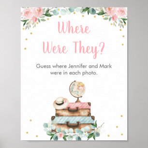 Poster Rose Floral Voyage Mariée Où Ont-Ils Joué