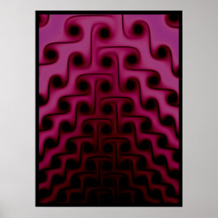 Poster Rose foncé et motif abstrait noir