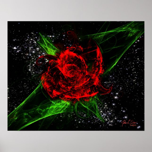 Poster Rose fractal (20x16) (Devant)