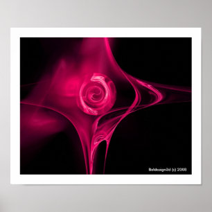Poster ROSE FRACTAL, fuchsia rose