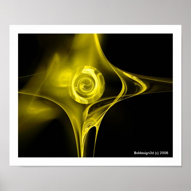 Poster ROSE FRACTAL, jaune (Devant)
