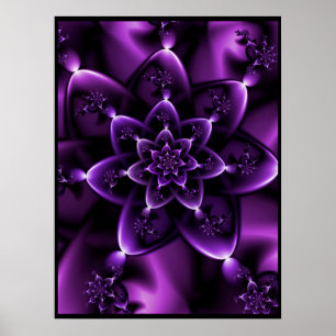 Poster Rose fractal pourpre