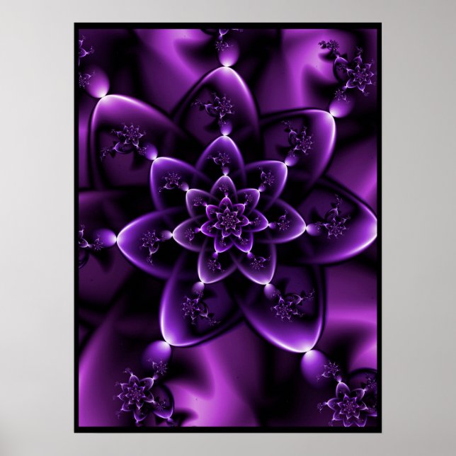 Poster Rose fractale violette (Devant)