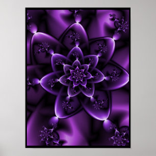 Poster Rose fractale violette