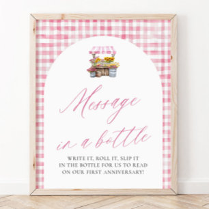 Poster Rose Fraîche du Marché Message dans une Bouteille