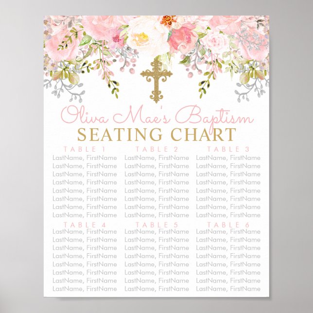 Poster Rose Garden Girls Baptism Seating Chart (Devant)