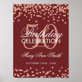Poster Rose Gold 50e anniversaire Parties scintillant Con