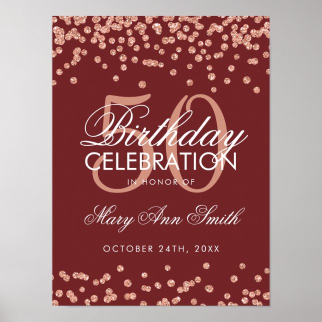 Poster Rose Gold 50e anniversaire Parties scintillant Con (Devant)